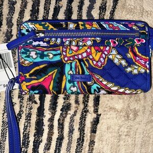 Vera Bradley RFID Blue Paisley Wristlet
